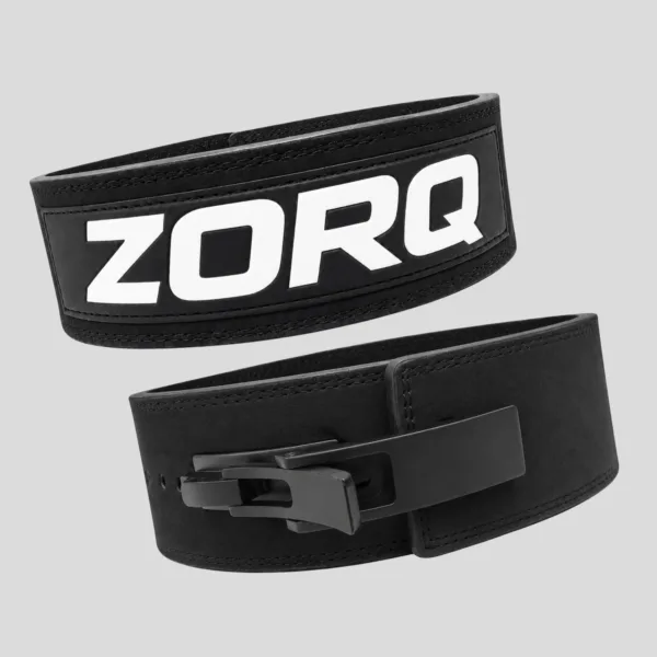 Zorq black lever buckle powerlifting belt, IPF approved
